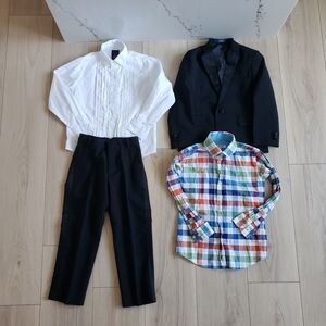 Black Suit with White Shirt and Colorful Plaid Shirt